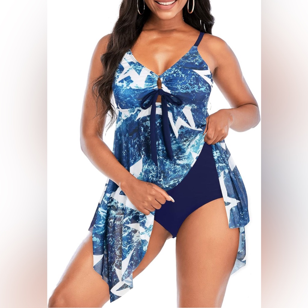 Zando Flowy Swimdres One Piece Swimsuit Tummy Control Bathing Suit With Tank Top